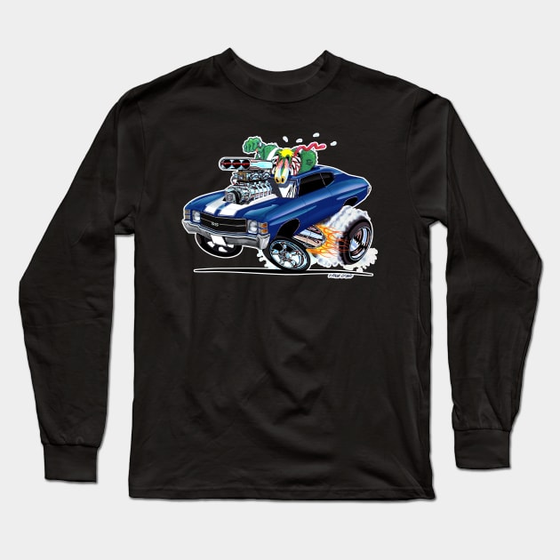 MONSTER MUSCLE 1971 Chevelle Blue Long Sleeve T-Shirt by vincecrain